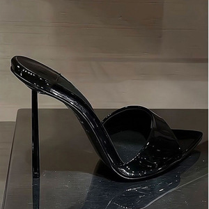 Sandalias de Tacón de Aguja Sencillas y Sexys para Mujer 2026, de Moda, de Piel Sintética de Alta Gama, con una Sola Tira, Estilo Reina Madura, Tacones Altos - Product Image 3