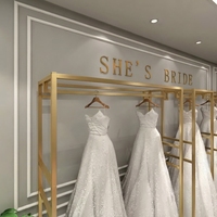 Présentoir de Luxe Commercial en Acier Inoxydable Doré pour Robes de Mariée, Support Robuste pour Boutique Nuptiale, Vente en Gros