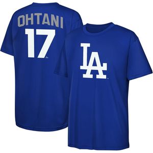 T-shirt de performance pour enfants Los Angeles Dodgers, bleu Ohtani 17, col rond, anti-transpiration, vêtements de baseball - Product Image 1