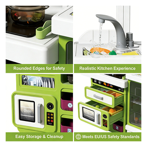 Juguete de Cocina de Madera para Niños, Casa de Juego con Estufa, Refrigerador, Utensilios, Estante, Aprendizaje Creativo, Interacción Social, Juego para el Hogar - Product Image 2