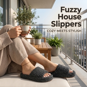 <span class=keywords><strong>Chaussons</strong></span> légers et antidérapants en polaire Teddy à bout ouvert pour femmes, idéaux pour l'intérieur, l'extérieur, la maison, l'hôtel, avec semelle plate en TPR - Product Image 1