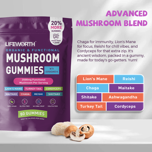 Gomitas Lifeworth, Suplemento para Adultos, Ashwagandha, Melena de León, Shitake, Cola de Pavo, Hongos <span class=keywords><strong>Chaga</strong></span>, Mejora la Inmunidad, 60/90/120 Piezas - Product Image 3