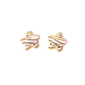 Fashion <b>Stud</b> <b>Earrings</b> Pink Gold Plated 316L Stainless Steel With Rhinestones Star Shape For Women - Product Image 1