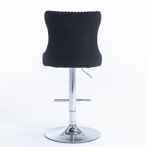 Ensemble <span class=keywords><strong>de</strong></span> <span class=keywords><strong>2</strong></span> tabourets <span class=keywords><strong>de</strong></span> bar pivotants en velours, chaises <span class=keywords><strong>de</strong></span> bar à hauteur <span class=keywords><strong>de</strong></span> comptoir réglable avec base en métal chromé-Noir - Product Image 4