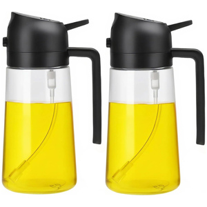 Bouteille Distributrice d'Huile et de Vinaigre 2-en-1 en Verre de Qualité Alimentaire Multifonctionnelle avec Conception Compatible Lave-Vaisselle pour la Cuisine - Product Image 1