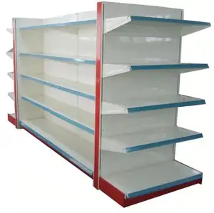 Q235 Mental Milk White Flat Panel Supermarket Display Rack Retail Store Shelf Heavy Duty Supermarket Shelves