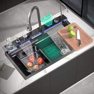 XHS 2025 Popular fregadero multifunción <span class=keywords><strong>de</strong></span> una sola ranura grande pantalla Digital LED antiarañazos 304 cascada <span class=keywords><strong>de</strong></span> acero inoxidable cocina Sin - Product Image 4