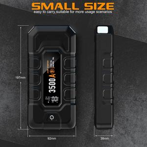 Démarreur <span class=keywords><strong>de</strong></span> <span class=keywords><strong>batterie</strong></span> <span class=keywords><strong>de</strong></span> <span class=keywords><strong>voiture</strong></span>/moto d'urgence portable personnalisé avec écran numérique, <span class=keywords><strong>charge</strong></span> USB-C, anti-étincelles, 3500A - Product Image 6