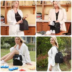 Sac isotherme avec 2 blocs réfrigérants, sac pour tire-lait avec compartiment isotherme, capacité de 6 biberons, sac de voyage double couche pour lait maternel, biberon pour bébé - Product Image 5