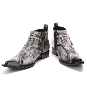 <span class=keywords><strong>Prix</strong></span> usine italie marque hommes bottes en cuir bout pointu en métal fermeture éclair peau de vache rétro hommes <span class=keywords><strong>chelsea</strong></span> bottes grande taille - Product Image 4
