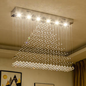 大型高品质豪华照明矩形餐饮K9水晶螺旋雨滴现代发光二极管吊灯吊灯 - Product Image 4