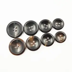 Garment Accessories 4 Holes classic Black and Brown Logo Clothing Coat Real Horn Blazer Button
