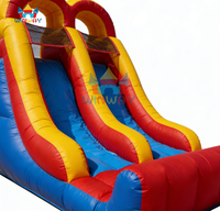 Toboggan aquatique gonflable triple piste en PVC écologique - Rouge et jaune, toboggan d'été extérieur pour enfants, idéal pour les fêtes et les jardins