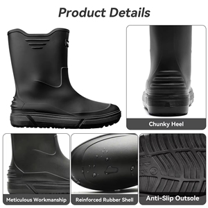 Bottes <span class=keywords><strong>de</strong></span> pluie en caoutchouc pour <span class=keywords><strong>homme</strong></span> YL-1838 <span class=keywords><strong>de</strong></span> haute qualité, antidérapantes, noires, mi-mollet, imperméables, pour la ferme - Product Image 4