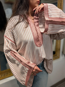 Ensembles Jabador Modestes pour Femmes, Robe <span class=keywords><strong>Djellaba</strong></span> à Col Montant avec Plis et Bordure en Ruban Tissé, Blouse Traditionnelle Nord-Africaine - Product Image 1