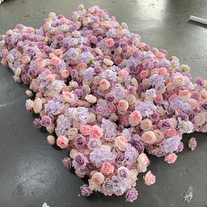 Chemin de table en soie M-FR140, fleurs artificielles en rose, chemin de table luxueux pour décorations de mariage. - Product Image 4