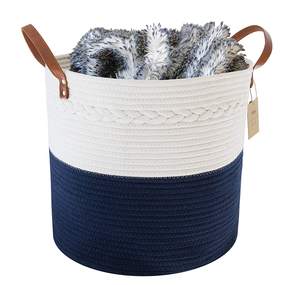 Panier à linge pliable en corde de coton de haute qualité pour le stockage, panier à linge tissé avec poignée - Product Image 2