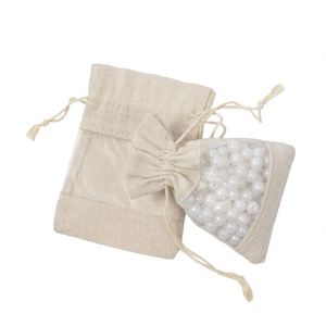Pochette personnalisée en coton et jute avec cordon de serrage, impression sérigraphique, emballage recyclable pour chaussettes, cadeau de mariage, Guangdong Chine - Product Image 1