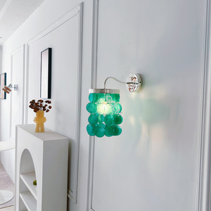 Lámpara de Pared Romántica Francesa con Campanas de Viento, Venta al por Mayor de Fábrica, AC110V 220V, Pantalla Verde, Base E14, Luces <span class=keywords><strong>LED</strong></span> de Pared para Mesita de Noche - Product Image 4