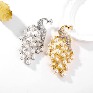 Broche de Pavo Real de Moda, Estilo Étnico Vintage, con Pedrería, Bañado en Oro Rosa, de Aleación, para Niños, Accesorio para Boda y Compromiso - Product Image 3