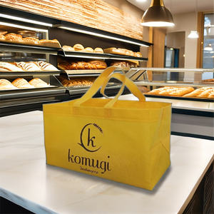 Sacs à gâteaux et à pain en tissu non tissé laminé réutilisable de qualité alimentaire, résistants aux déchirures, avec poignée personnalisable et logo sur mesure pour biscuits - Product Image 2