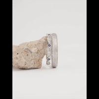 Bague Vintage en Cuivre Plaqué Argent avec Saphir, Motif Géométrique Pointe de Perceuse, Bague de Couple Antique de Luxe Léger et Haut de Gamme