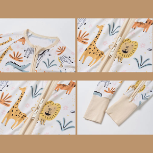 Großhandel RTS Baby kleidung Bambus Pyjamas Neugeborene bedruckte Sleeper Onesie Baby Jungen Mädchen Overall Kleinkinder Reiß verschluss Stram pler - Product Image 2