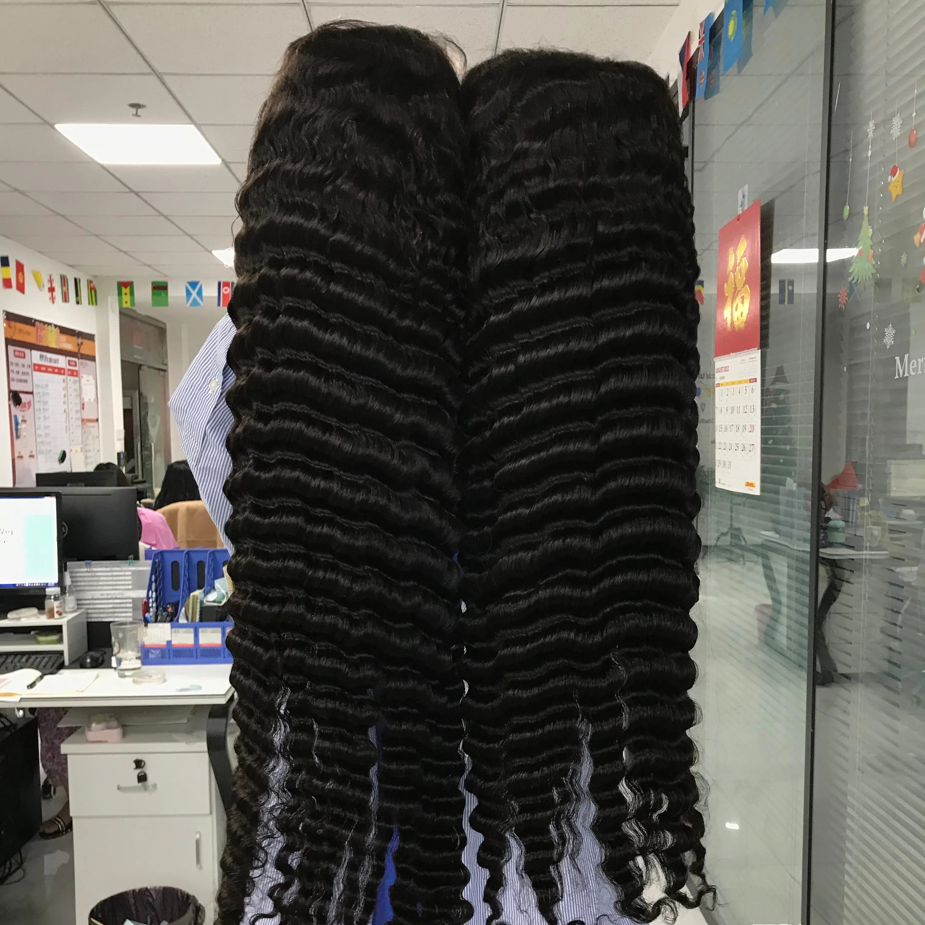 HD lace frontal wig Deep wave 100% human hair pure brazilian bouncy curl human hair weaving