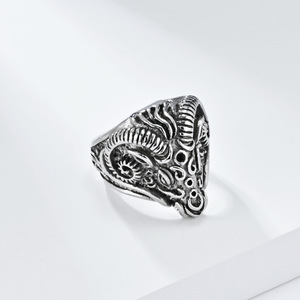 แหวนรูปหัวแกะสำหรับผู้ชาย โลหะผสมสังกะสี สีทอง สีดำ สีเหล็ก เครื่องประดับสำหรับงานปาร์ตี้ - Product Image 2