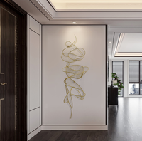 Dekorasi Dinding Seni Modern Art Deco dari Baja Tahan Karat, Polesan Mewah, Lapisan Titanium Emas, Warna Lapisan Dapat Disesuaikan, Dapat Digantung