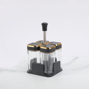 Support d'assaisonnement Portable avec 4 bouteilles en verre support <span class=keywords><strong>rotatif</strong></span> à épices - Product Image 2