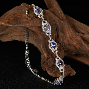 Thời Trang Sáng Bóng Đầy Màu Sắc S925 Bạc Vòng Đeo Tay Cho Cô Gái, Sang Trọng Hoàng Gia Sapphire Pha Lê Zircon Tennis Vòng Đeo Tay Cho Phụ Nữ - Product Image 4