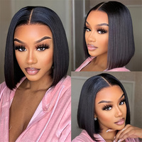 Perruques courtes bob lisses en cheveux naturels vietnamiens bruts, perruques frontales en dentelle, coupe pixie, sans colle, pour femmes noires