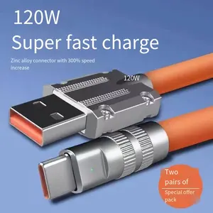 120W Zinc Alloy Data Cable 6A Super Fast Charge Data Cable For PG Mobile Phone