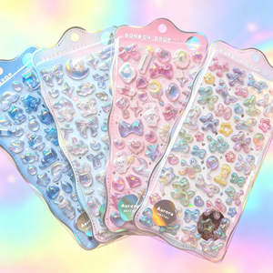 Spaß 3D geprägte Acryl wasserdichte Scrap booking Aufkleber bunte Perle Diamant Aufkleber Kristall Werbe geschenke Folie gestempelt - Product Image 4