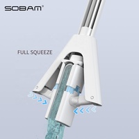 Sobam-Vadrouille en mousse pour le nettoyage des sols, éponge à rouleaux, avec 2 recharges de vadrouille absorbante, vadrouille en éponge auto-serpillière en PVA