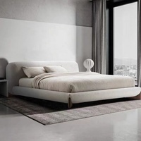 Italienisches Bett, Einfaches Schlafzimmer-Design, Lammfell-Bett, Großes Bett, Villa-Schlafzimmer nach Maß, Doppelbett