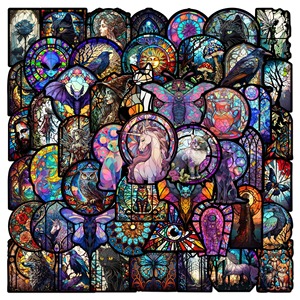 50 autocollants muraux en PVC imprimés d'animaux en verre teinté, ronds, autocollants décoratifs pour la décoration de la maison - Product Image 2