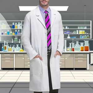 Uniforme d'hôpital en gros personnalisé, tissu en spandex et laine, unisexe, boutonné, blanc, blouse de laboratoire pour médecin, manches longues, vêtements de travail médicaux - Product Image 2