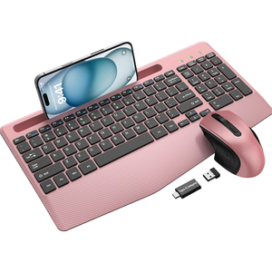 Ratón Inalámbrico Delgado para Oficina 2.4G con 2 Pilas AA, Funcionamiento Silencioso, Diseño Ergonómico con Reposamuñecas, Set <span class=keywords><strong>de</strong></span> Teclado y Ratón con Ranura <span class=keywords><strong>de</strong></span> 10 Pulgadas - Product Image 2