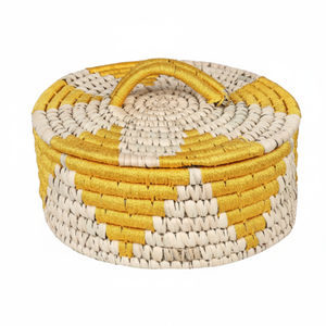 Panier de chapati d'herbe Sabai fait à la main avec couvercle boîte de conteneur polyvalente pour la décoration de la maison de bureau - Product Image 1