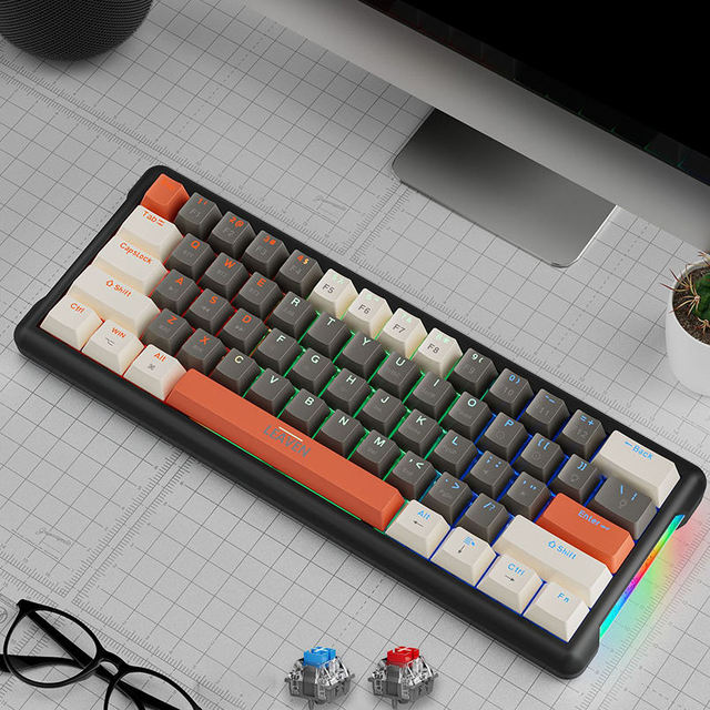 Fashion 61 Keys 60% RGB LED Backlit Mechanical Wired Ergonomic Mini Gaming Keyboard USB 3.0 Numeric Keypad Wireless
