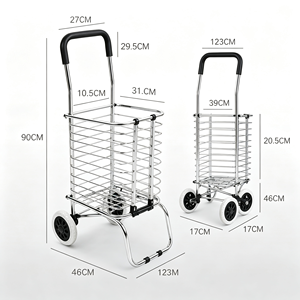 340L Rolling Shopping <b>Cart</b> Supermarket Heavy Duty Wire Mesh Silent Swivel <b>Wheel</b> Large Capacity Retail Grocery Use Set Kit - Product Image 5