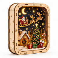 Ornements en bois personnalisés en gros pour Noël, peinture diamant, puzzle 3D, miniatures, artisanat en bois DIY