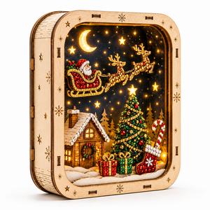 Ornements en bois personnalisés en gros pour Noël, peinture diamant, puzzle 3D, miniatures, artisanat en bois DIY - Product Image 1