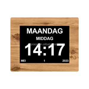 Pros Table Stand Wall Hang 8 "LCD Grand Affichage Alzheimer <span class=keywords><strong>Bois</strong></span> Perte De Mémoire Démence Calendrier Numérique Horloge Avec Alarme De Médicament - Product Image 2