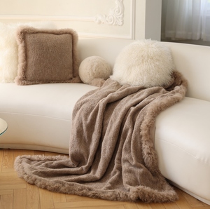 Couverture en <span class=keywords><strong>laine</strong></span> tissée super luxueuse avec garnitures en fourrure <span class=keywords><strong>de</strong></span> Mongolie Couverture en <span class=keywords><strong>laine</strong></span> <span class=keywords><strong>de</strong></span> chameau en <span class=keywords><strong>laine</strong></span> <span class=keywords><strong>de</strong></span> <span class=keywords><strong>Lama</strong></span> - Product Image 2