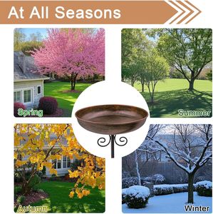 Nichoir élégant en fonte avec bol de bain d'oiseaux pour décor d'ornement de jardin extérieur - Product Image 4