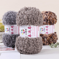 Fil de velours bouclé fait main en gros pour le crochet DIY, laine bouclée Teddy OE 1050n/m, fil à écharpe circulaire haute ténacité, motif teint pour poupée