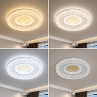Plafonnier moderne en or martelé avec anneau central en cristal triangulaire LED, fabrication Zhongshan, pour salon et décoration intérieure